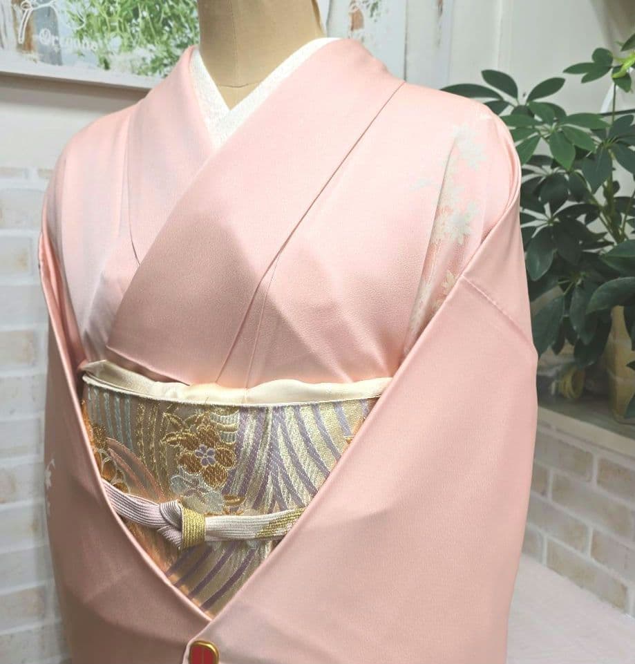 ～専用です～ピンク雪輪訪問着と袋帯・帯揚げ帯締めの4点フルセット