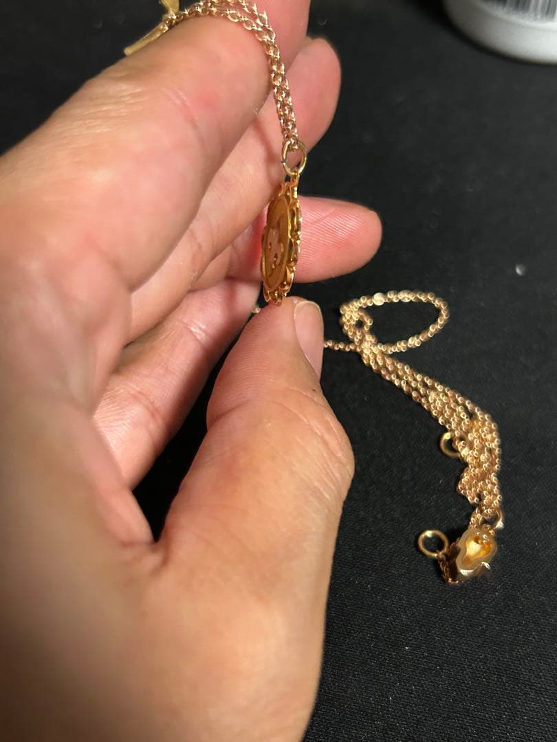 値上げ前 K14 チャーム ネックレス 百合 アンティーク 約2.44g