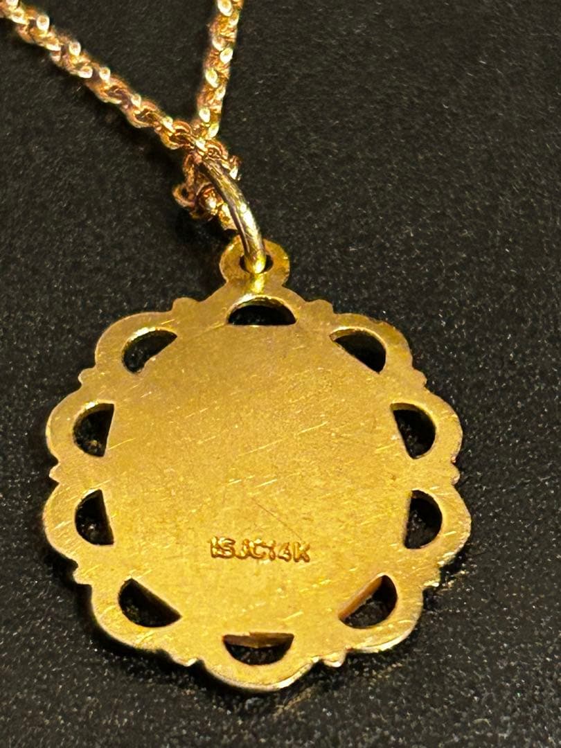 値上げ前 K14 チャーム ネックレス 百合 アンティーク 約2.44g