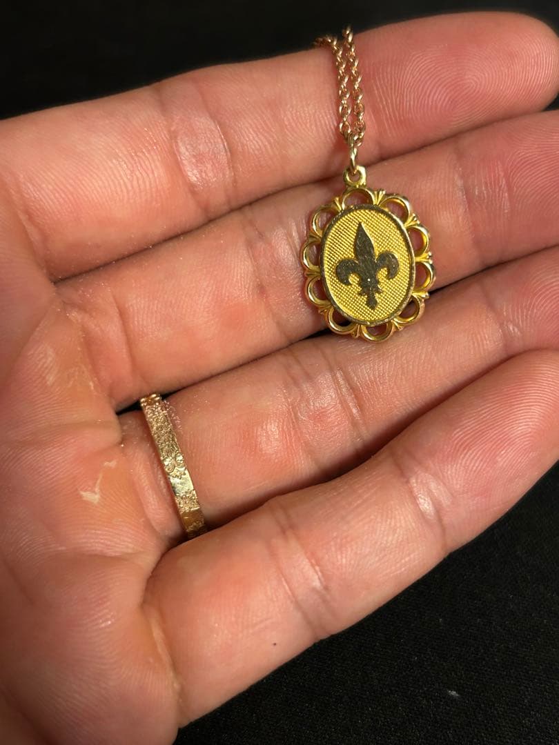 値上げ前 K14 チャーム ネックレス 百合 アンティーク 約2.44g