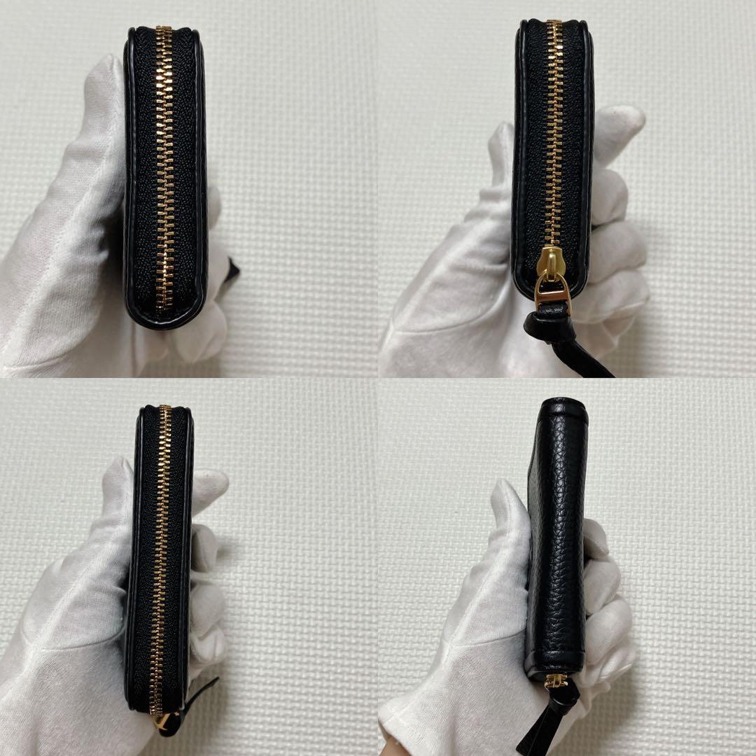 ・未使用TORY BURCHトリーバーチレザーラウンドジップミニウォレット　黒