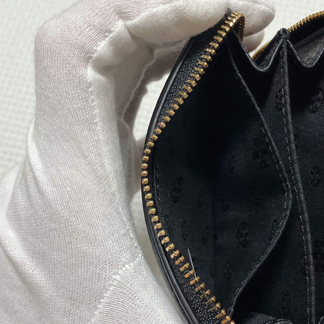 ・未使用TORY BURCHトリーバーチレザーラウンドジップミニウォレット　黒
