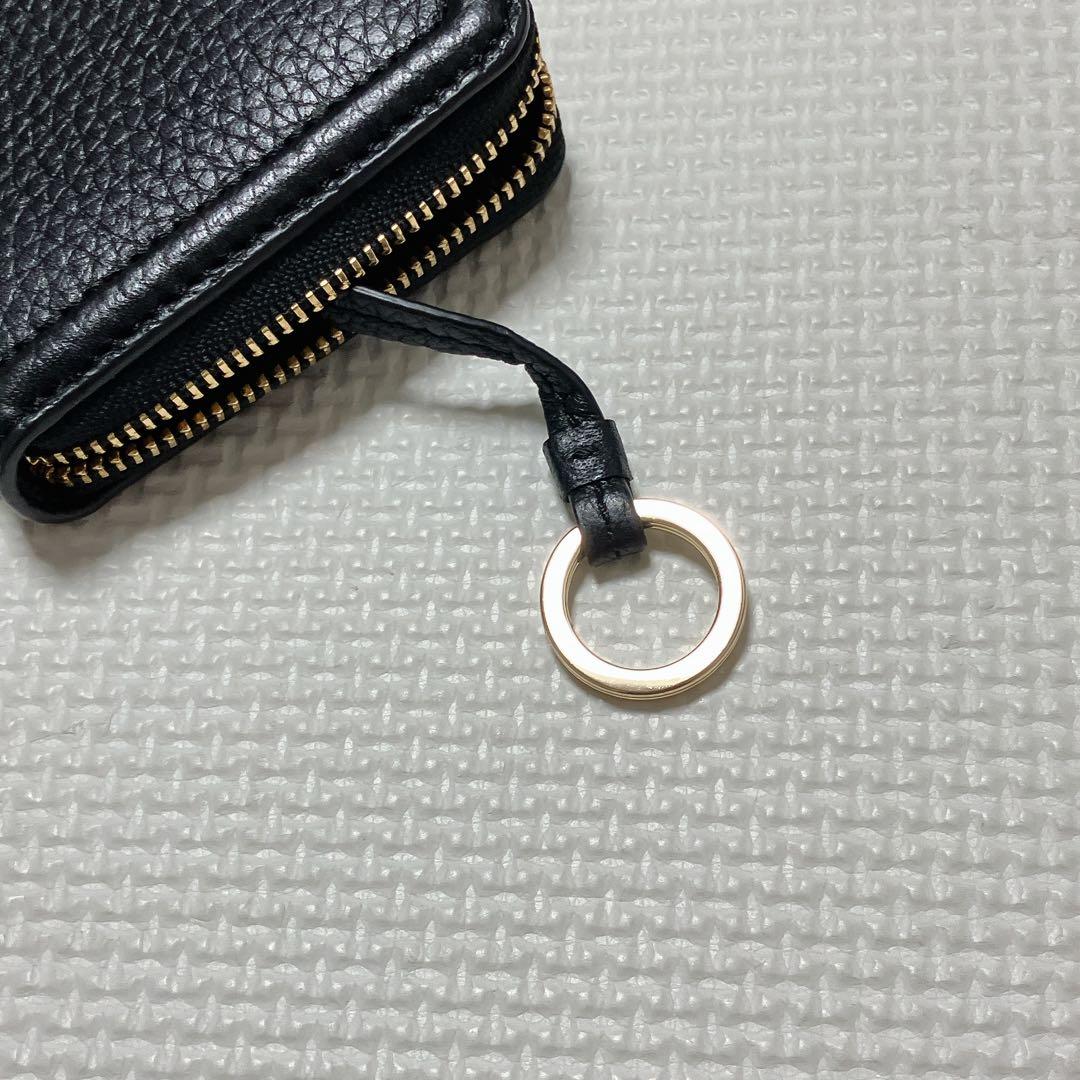 ・未使用TORY BURCHトリーバーチレザーラウンドジップミニウォレット　黒