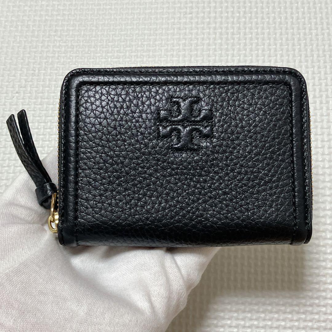 ・未使用TORY BURCHトリーバーチレザーラウンドジップミニウォレット　黒