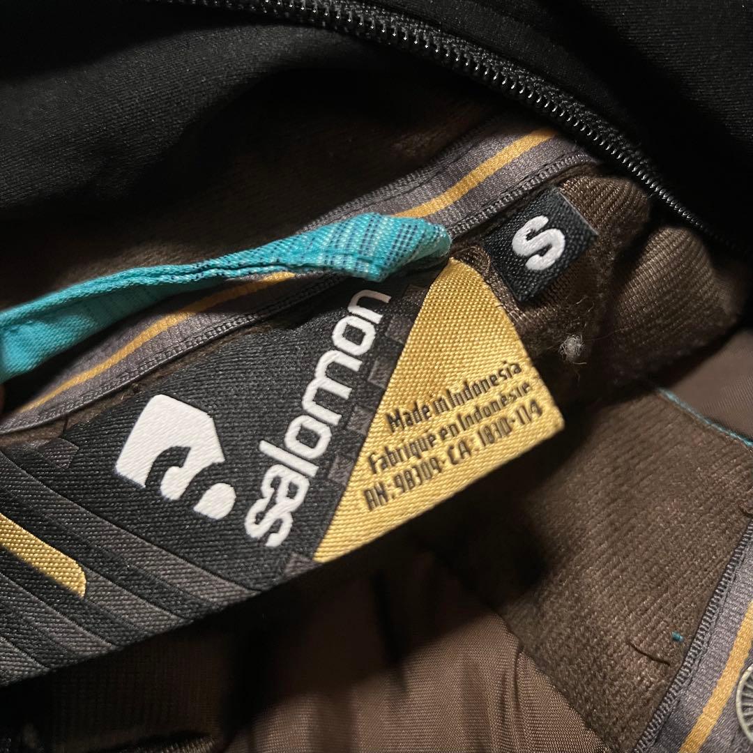 SALOMON 総柄 ターコイズ 刺繍ロゴ スキーウェア パンツ