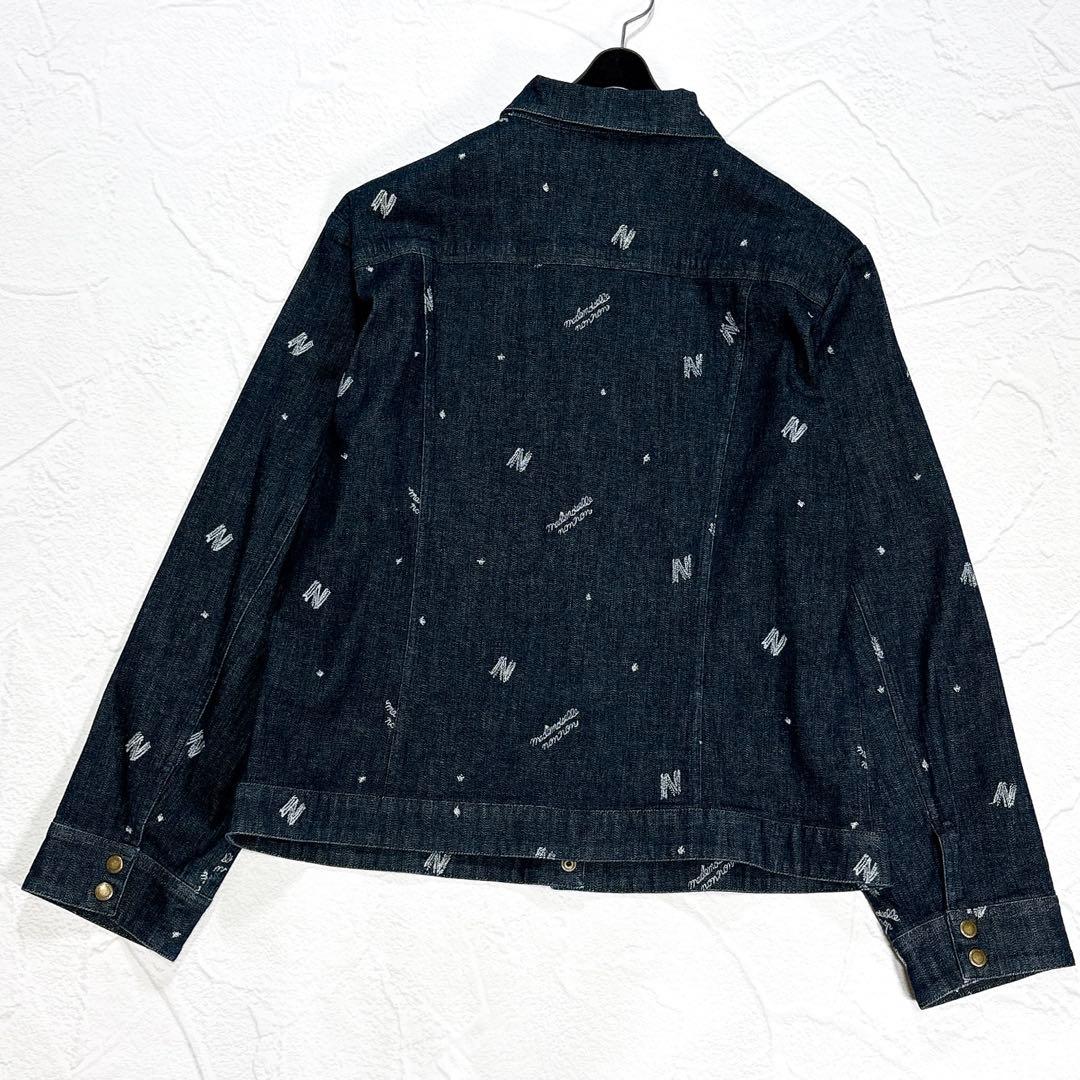 ✨タグ付き✨マドモアゼルノンノン　デニム　ジャケット　ロゴ刺繍　総柄　ロゴボタン