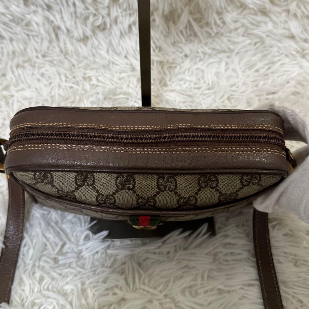 値下げ レア オールドグッチ GG総柄 レザー ショルダーバッグ シェリーライン
