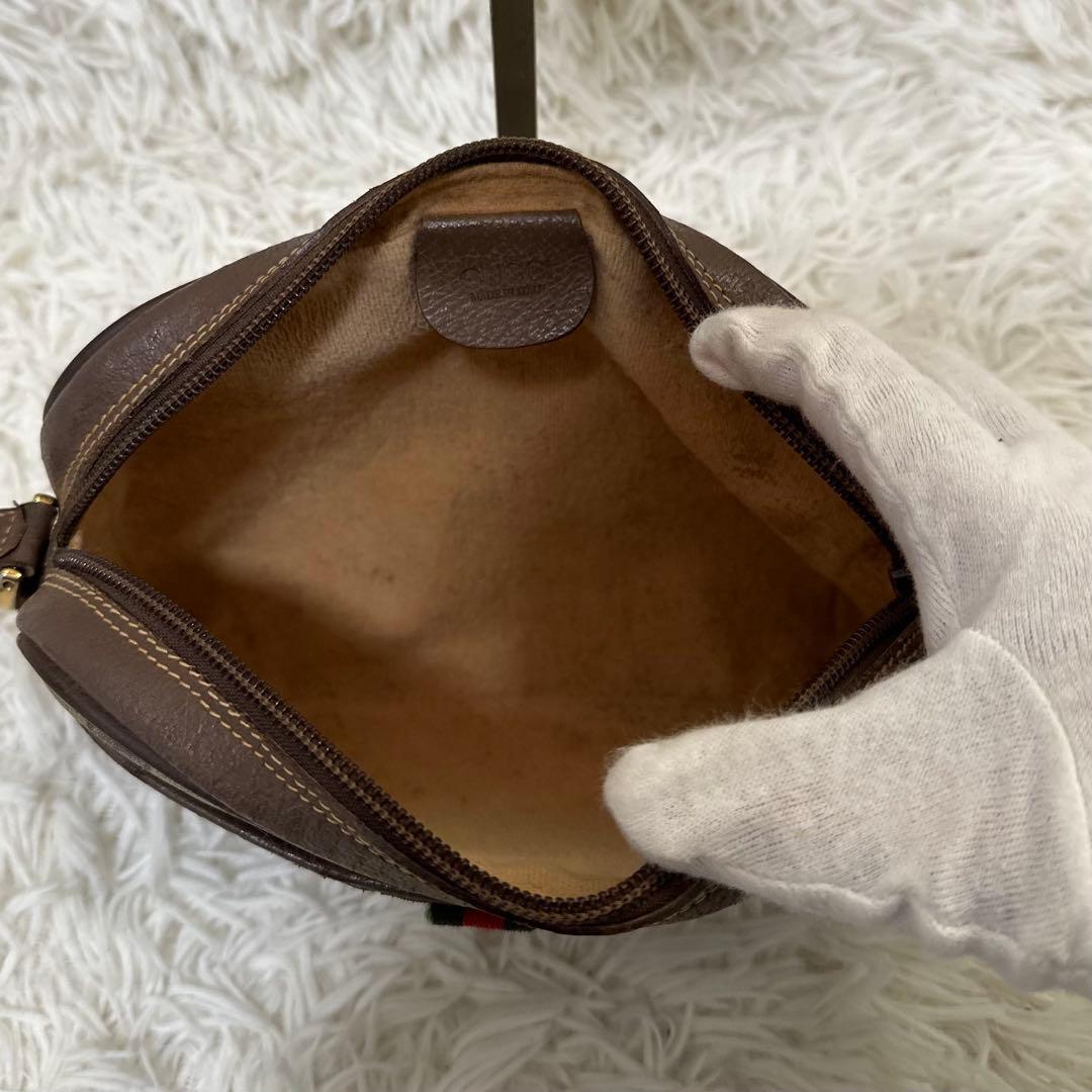 値下げ レア オールドグッチ GG総柄 レザー ショルダーバッグ シェリーライン