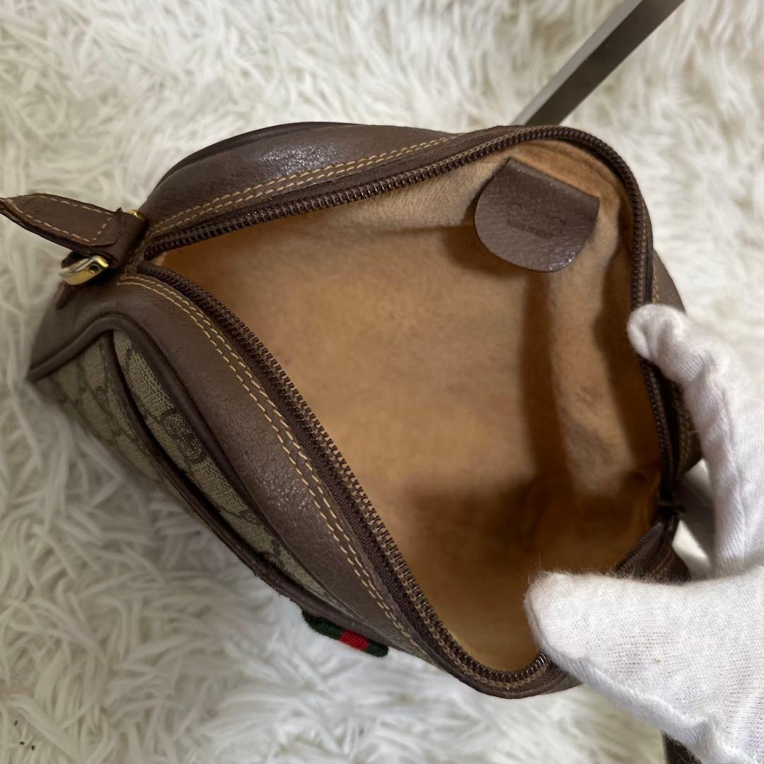 値下げ レア オールドグッチ GG総柄 レザー ショルダーバッグ シェリーライン