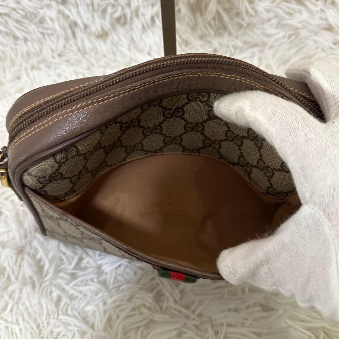 値下げ レア オールドグッチ GG総柄 レザー ショルダーバッグ シェリーライン