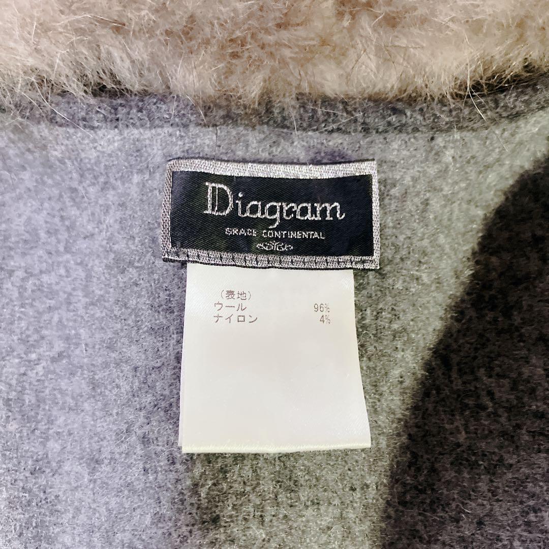 【美品】グレースコンチネンタル　ポンチョ　ストール　ラクーンファー　グレー