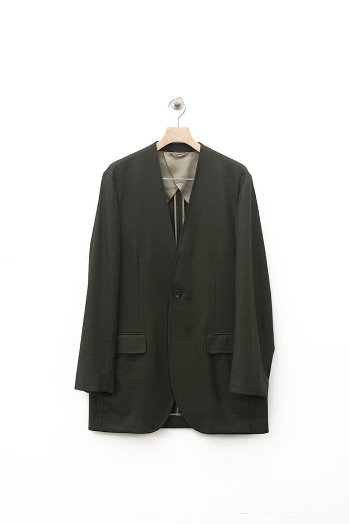 【新品未使用品】RAINMAKER ノーカラーロングジャケット ダークオリーブ