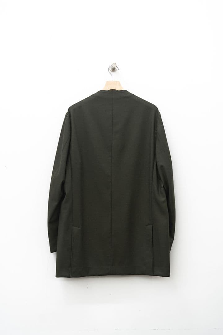 【新品未使用品】RAINMAKER ノーカラーロングジャケット ダークオリーブ