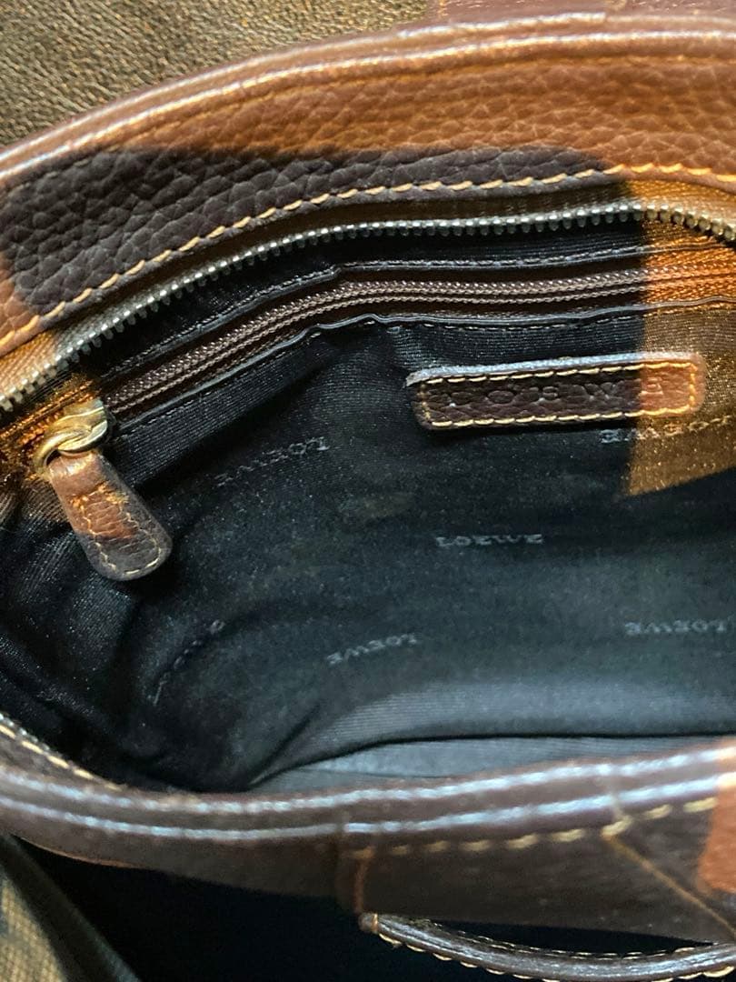 LOEWE ロエベ ブラウン レザーショルダーバッグ