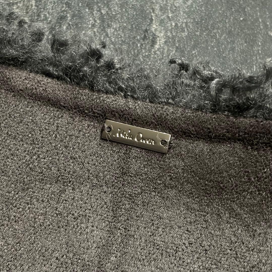 MilaOwenミラオーウェン　ノーカラーシャツカーブ ボアコート　グレー