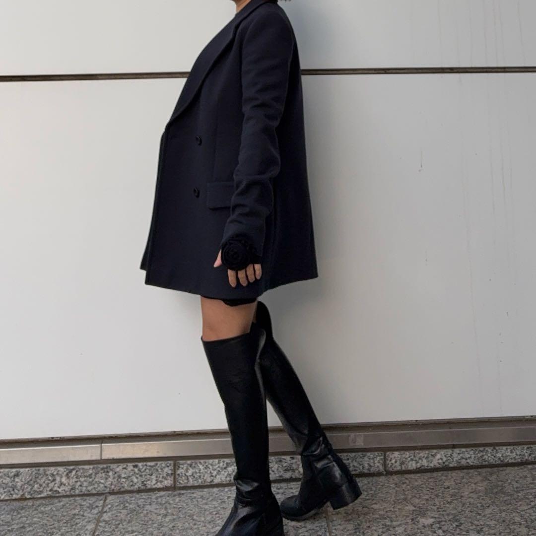 miumiuネイビーダブルボタンジャケット pコートkn58