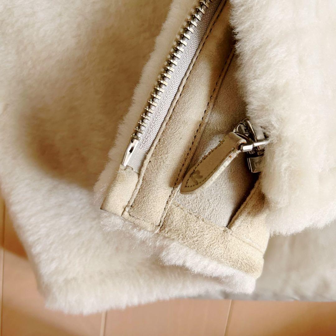 【美品】45R ムートン切替デザイン ダウンベスト アイボリー サイズ1