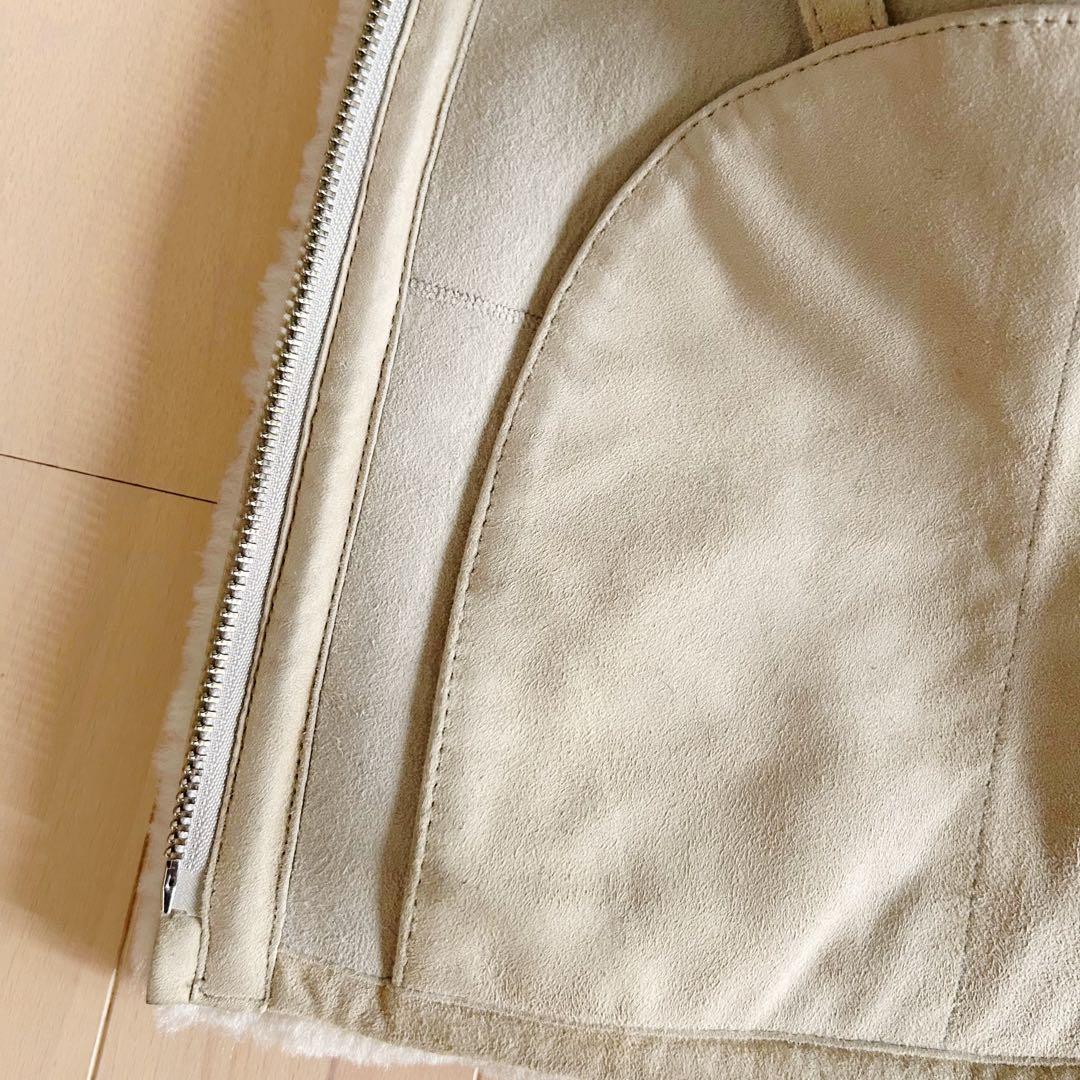 【美品】45R ムートン切替デザイン ダウンベスト アイボリー サイズ1