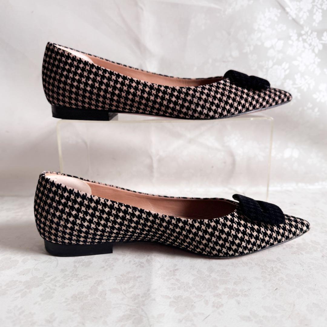 【PELLICOペリーコ】フラットパンプス 千鳥格子 バックル 36.5