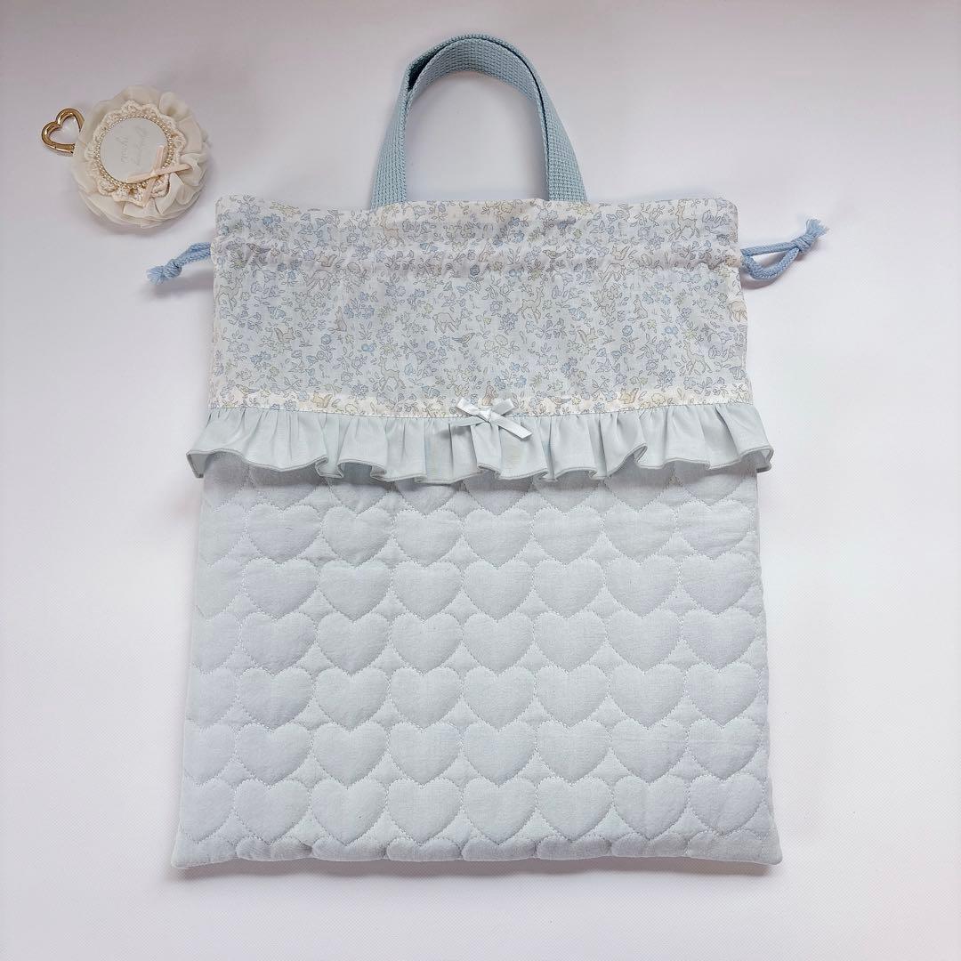 みーちゃん様　レッスンバッグ　上履き袋　体操着袋　ハート　キルト　ヌビ