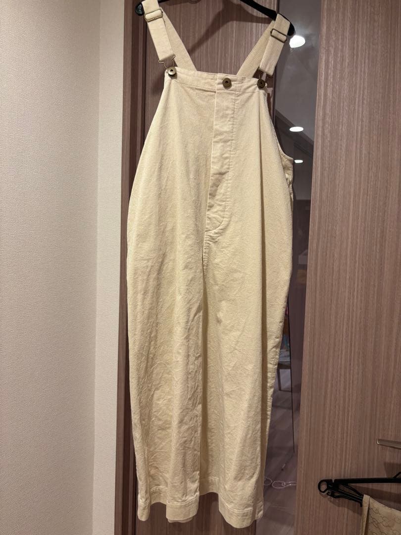 Unliensアイボリー コットンサロペット ワイドレッグ