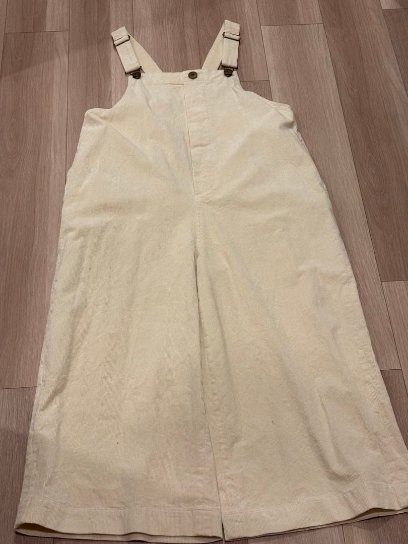 Unliensアイボリー コットンサロペット ワイドレッグ