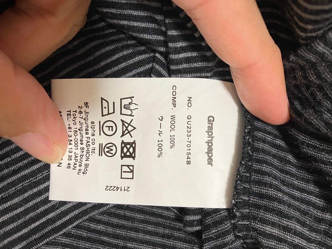 トップス Graphpaper Wool Border L/S TurtleNeckTee