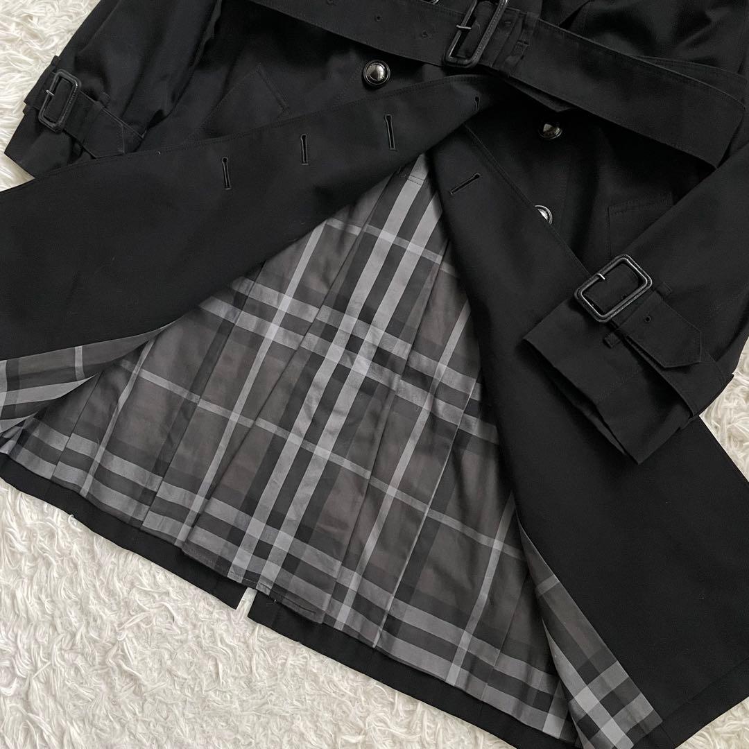 希少44サイズ　バーバリーロンドン　トレンチコート　黒　ナポレオンコート　極美品