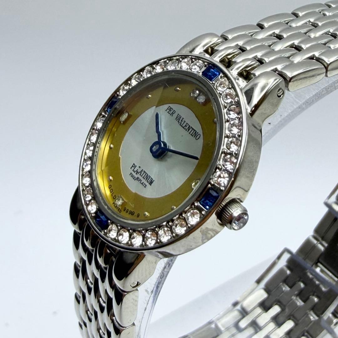 【稼働】PER VALENTINO 純金文字盤 天然ダイヤ 限定品 腕時計