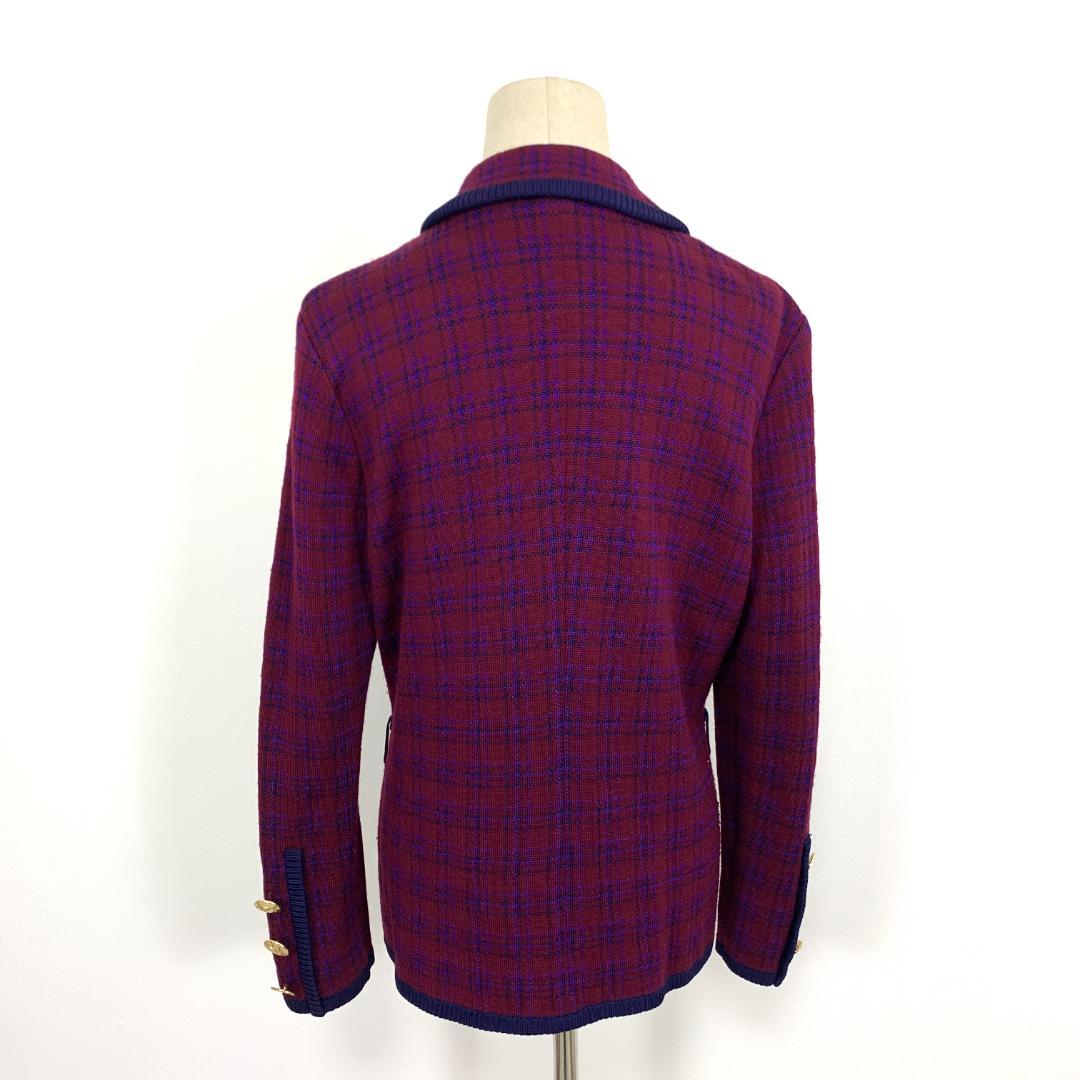 LA8406イブサンローラン テーラードジャケット 赤 青 レーヨン ウール L