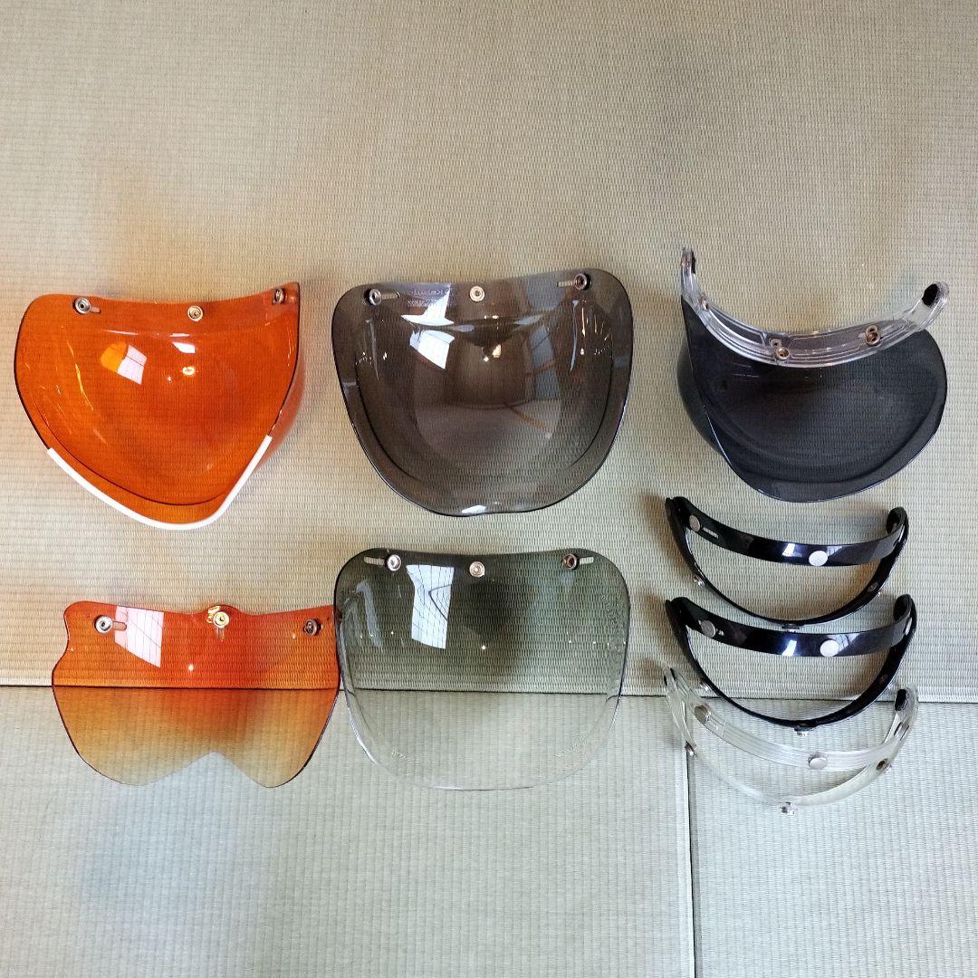 バイク ジェットヘルメット用シールド 5枚セット ＆ フリップアップ 3個セット