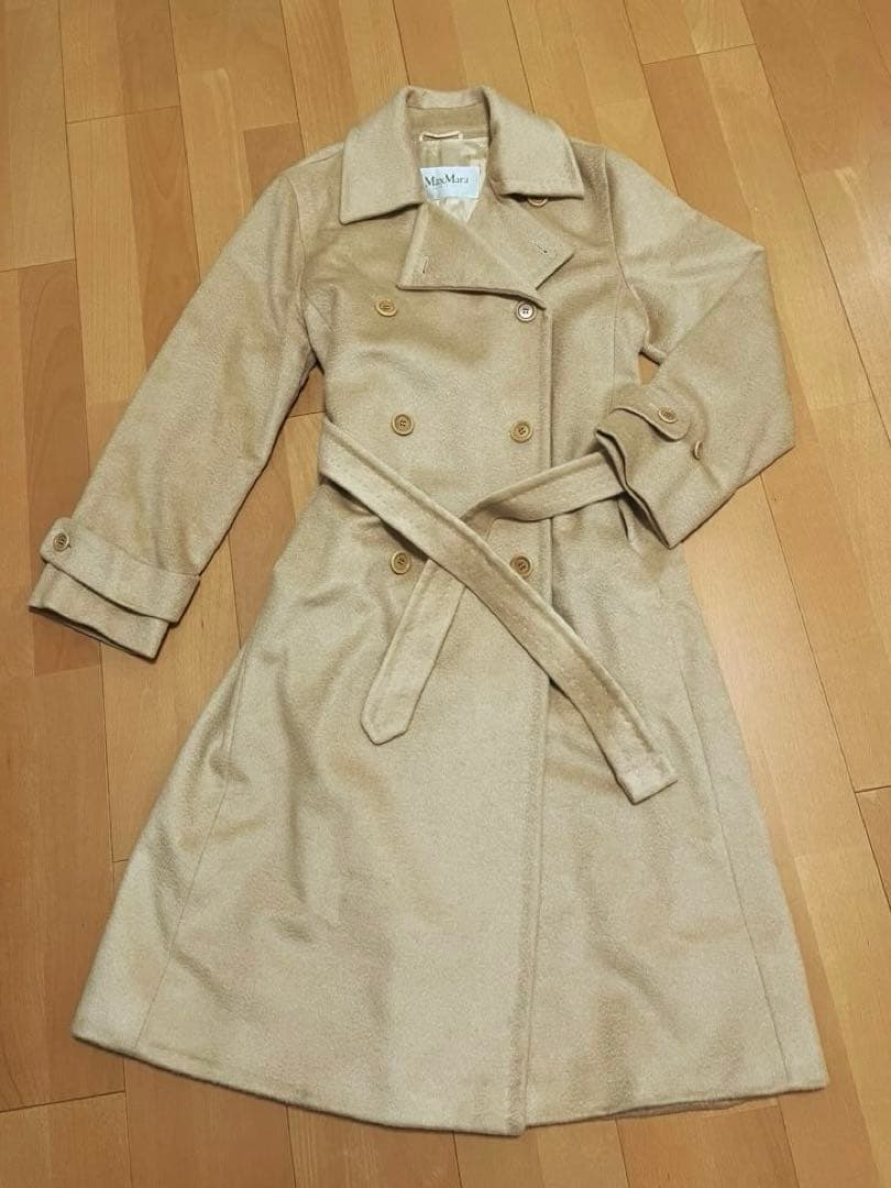 MaxMara 白タグ ベルテッドコート キャメル100%