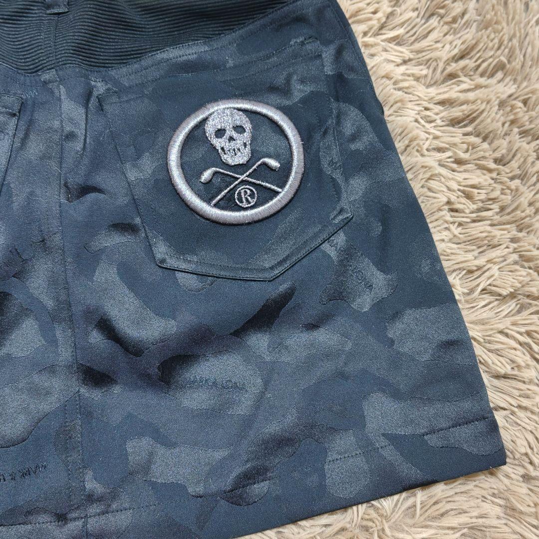 マークアンドロナ　スカート　スカル　カモフラ　迷彩　ブラック　36