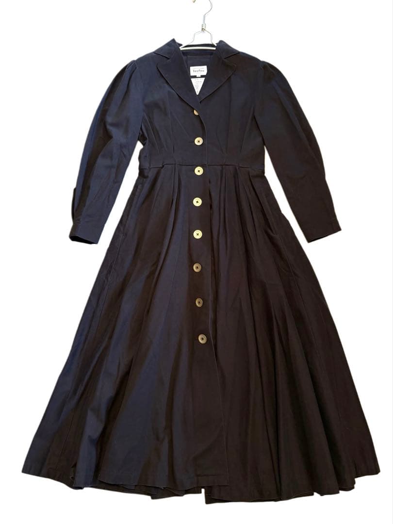 foufou /THE DRESS #17 オープンカラーゴールドボタンドレス