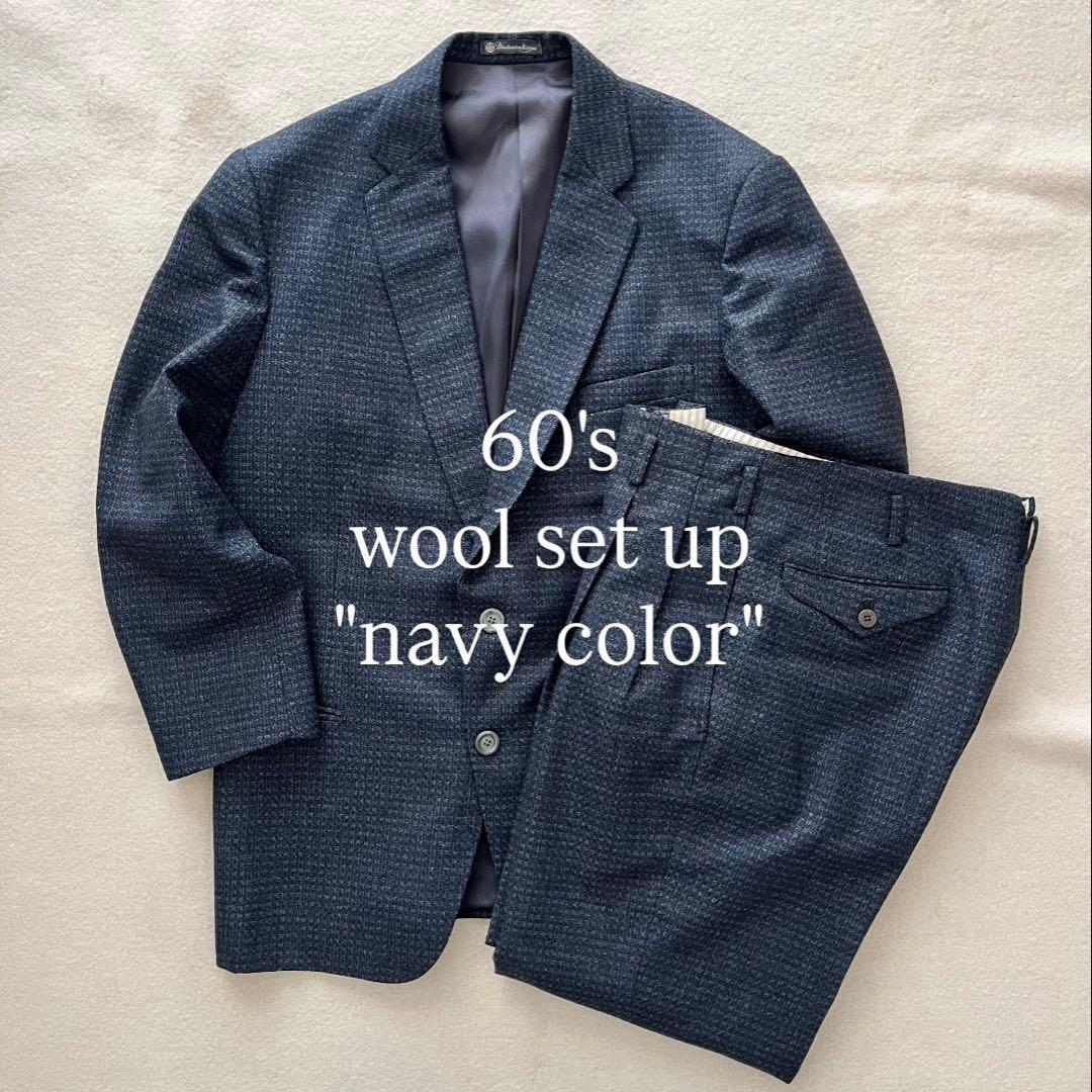 60s セットアップ vintage ヴィンテージ　スーツ　紺 ネイビー