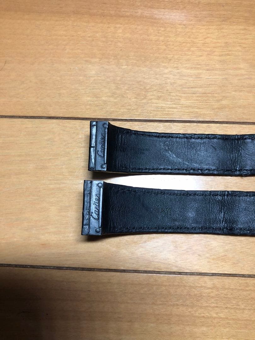 サントス100LM CARTIER 純正革ベルトクロコダイルカルティエ　黒色
