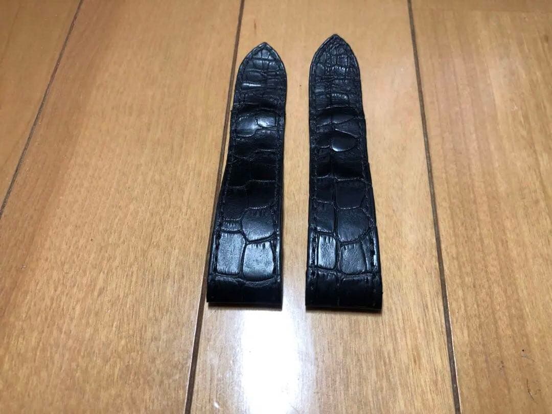 サントス100LM CARTIER 純正革ベルトクロコダイルカルティエ　黒色