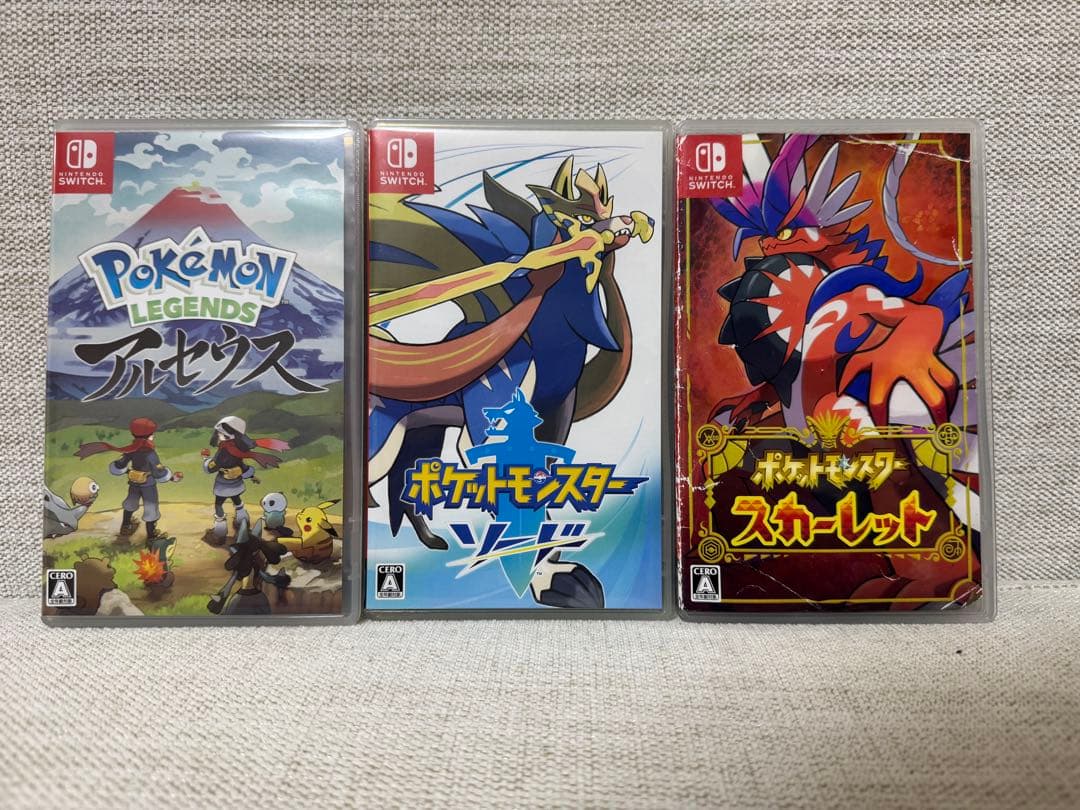 【ポケモン】Switchソフト3本セット（ソード、アルセウス、スカーレット）