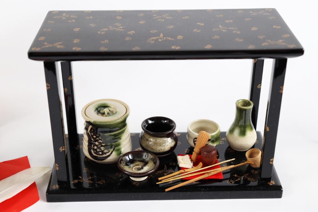 雛人形 蝶鳥蒔絵 茶道具 台子飾 田中彌 京人形 お点前