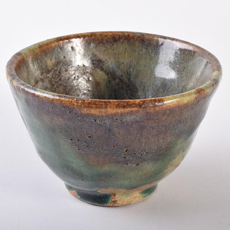 瀬戸焼　古瀬戸　窯変　海鼠釉　ぐい呑　酒盃　書付時代箱　V　R7768