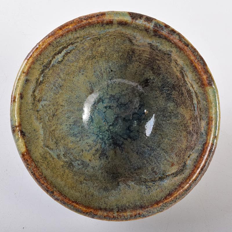 瀬戸焼　古瀬戸　窯変　海鼠釉　ぐい呑　酒盃　書付時代箱　V　R7768