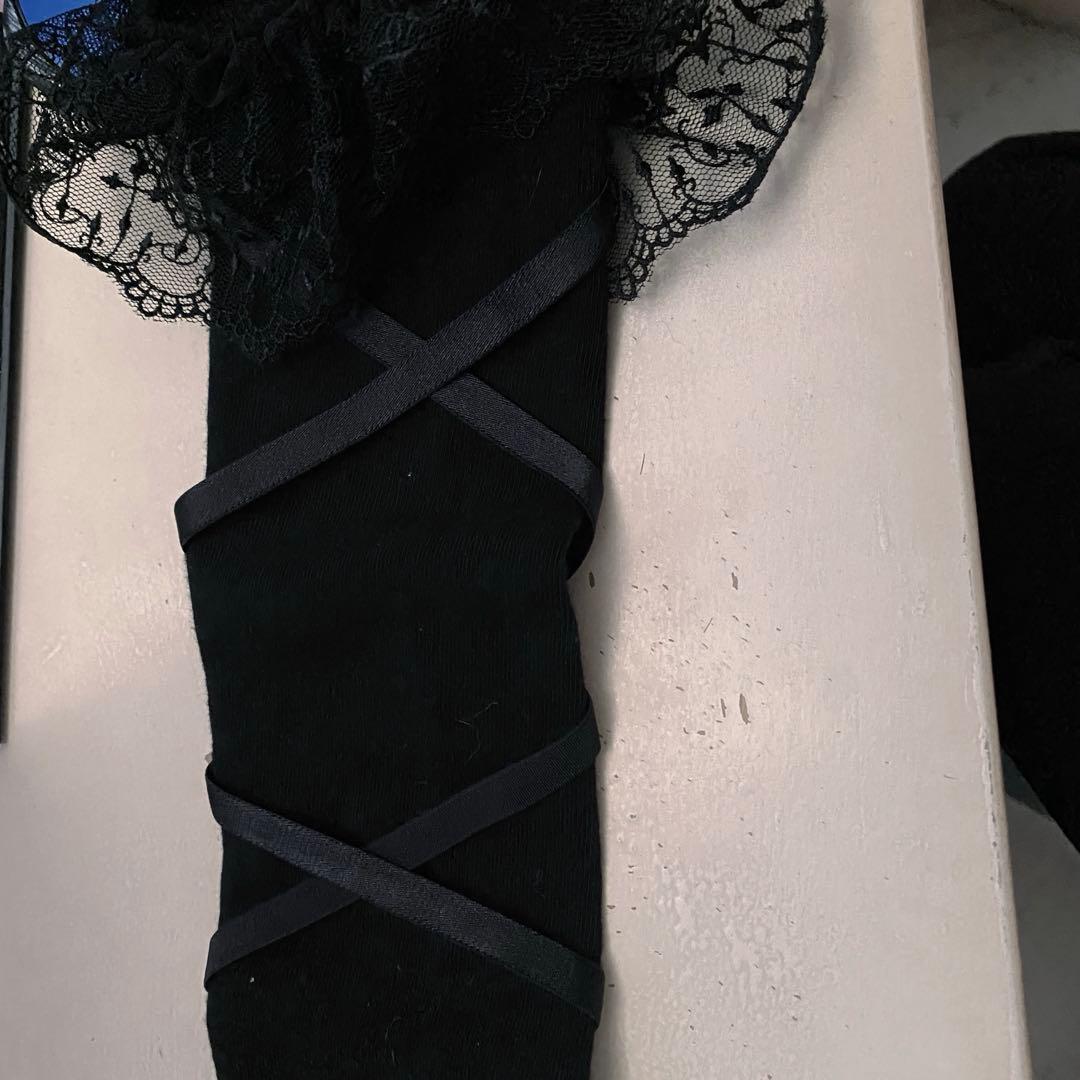 クロスアーチレースリボンオーバーニーソックス【Moi-meme-Moitie】