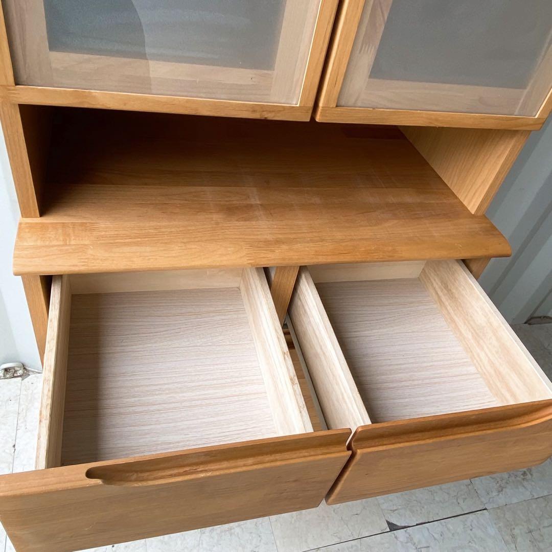 取付無料！ニトリ アルナス3 アルダー材北欧風ナチュラルキッチンボード 食器棚✨