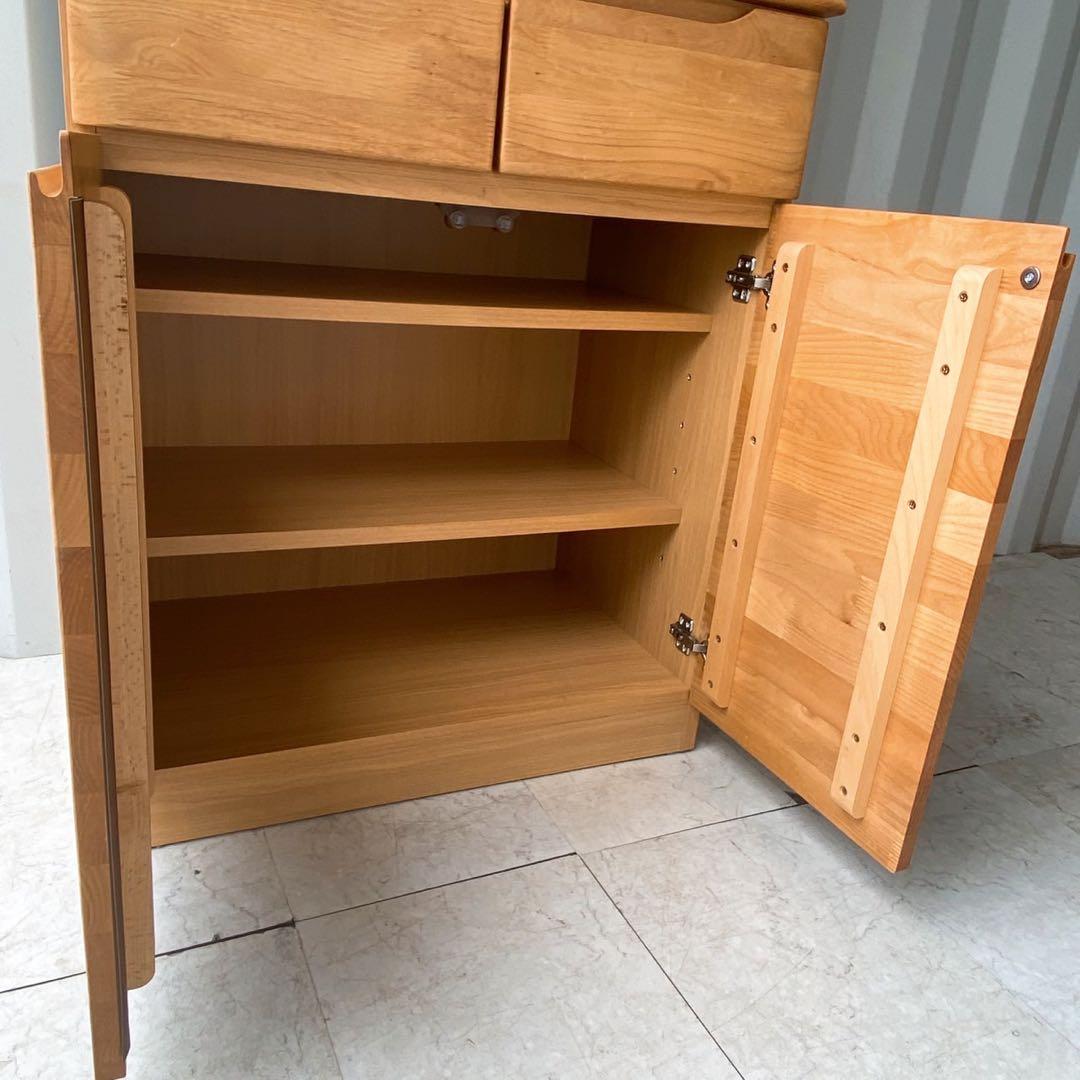 取付無料！ニトリ アルナス3 アルダー材北欧風ナチュラルキッチンボード 食器棚✨