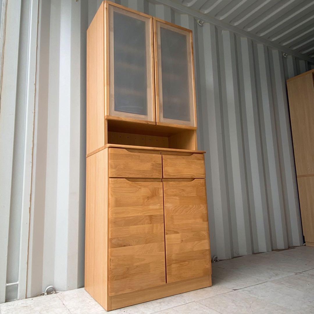 取付無料！ニトリ アルナス3 アルダー材北欧風ナチュラルキッチンボード 食器棚✨