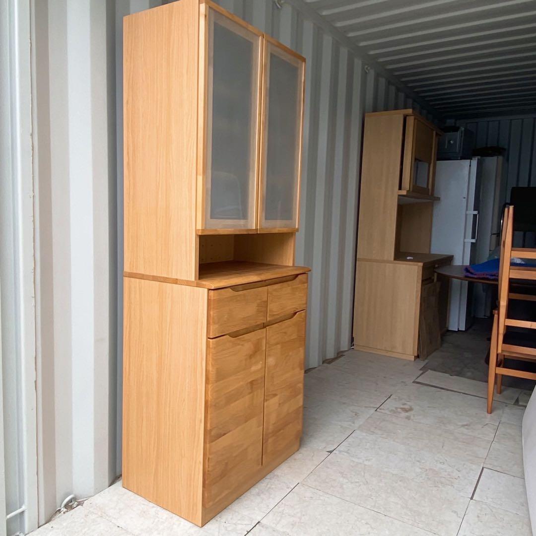 取付無料！ニトリ アルナス3 アルダー材北欧風ナチュラルキッチンボード 食器棚✨
