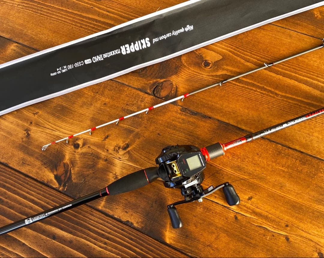 ジギングロッド　デジタルカウンター付きリール　イカメタル　スパイラル　右ハンドル