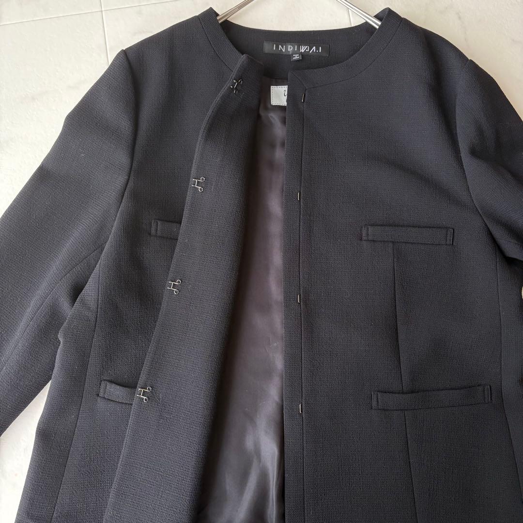 極美品 《INDIVI V.A.I》大きいサイズ ノーカラージャケット 15号