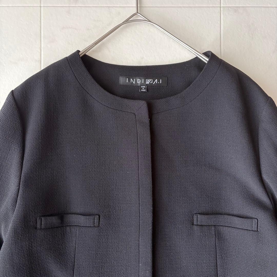 極美品 《INDIVI V.A.I》大きいサイズ ノーカラージャケット 15号