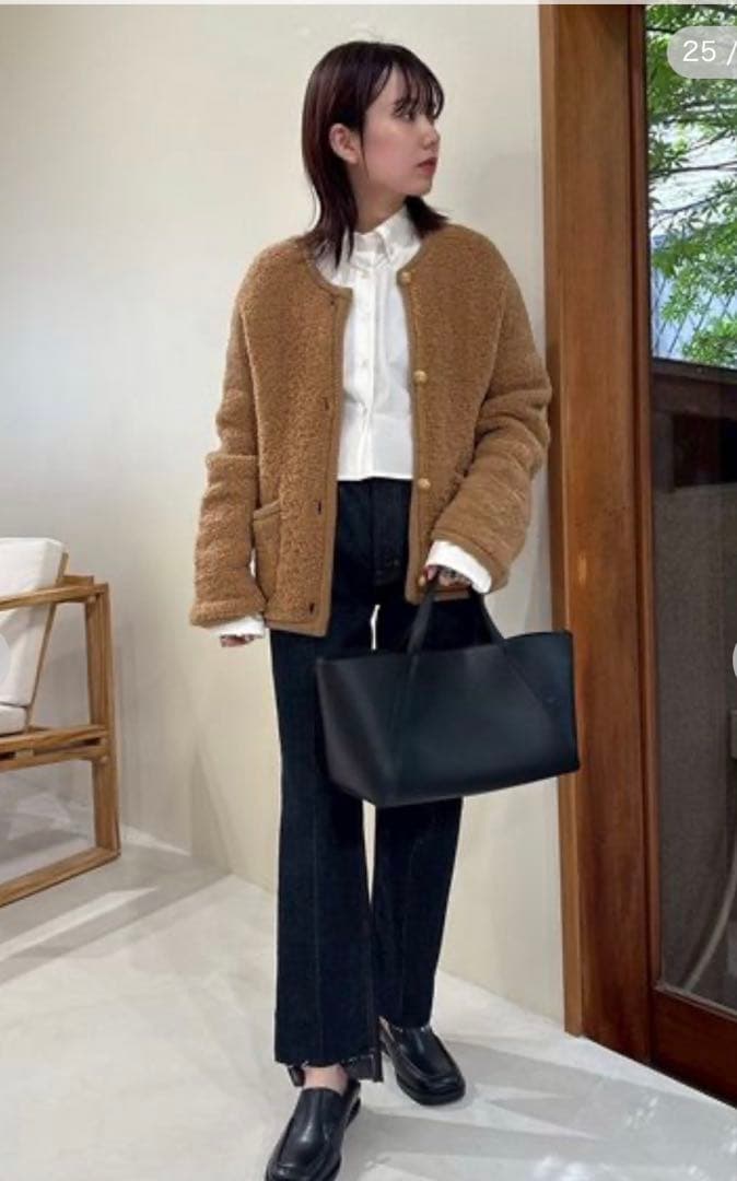 金釦ムートンライクボアニットカーディガン ミラオーウェン【未開封タグ付き】